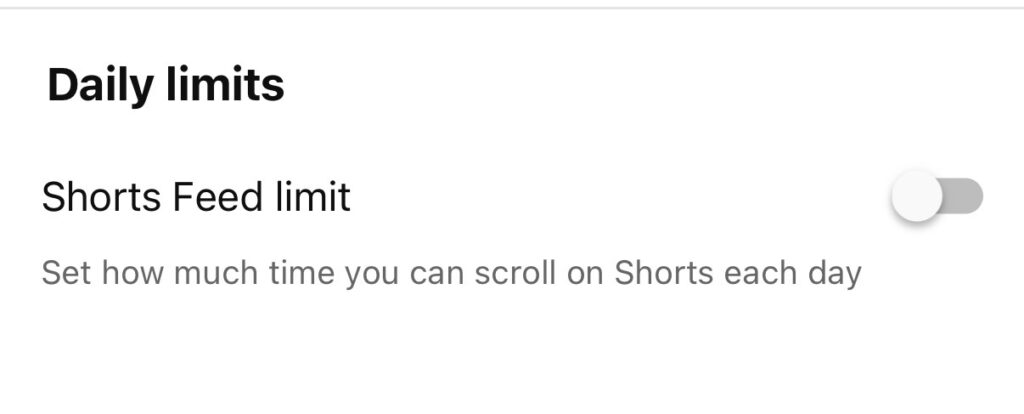 Daily limit for Shorts Daily limit for Shorts